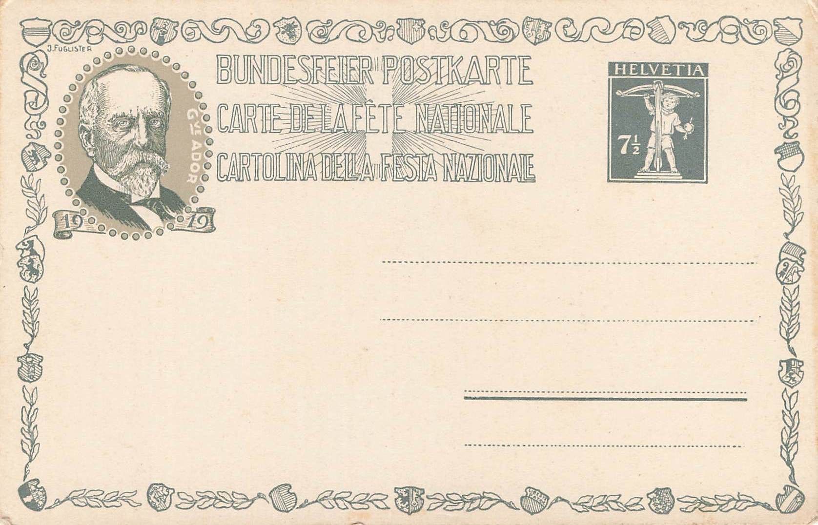 Cartoline postali: Gottfried keller Bundesfeier Postkarte – Usato da Biasca venduto da Blenio71 1