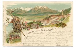 Gruss aus Samaden (GR) Engadin - uralte Litho-AK  1898 ! rar