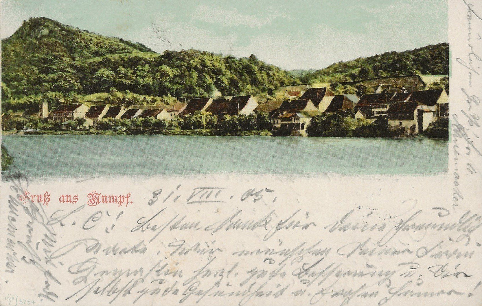 Ansichtskarten: Gruss aus Mumpf, 1905 – Gebraucht aus Frauenfeld von Merk52