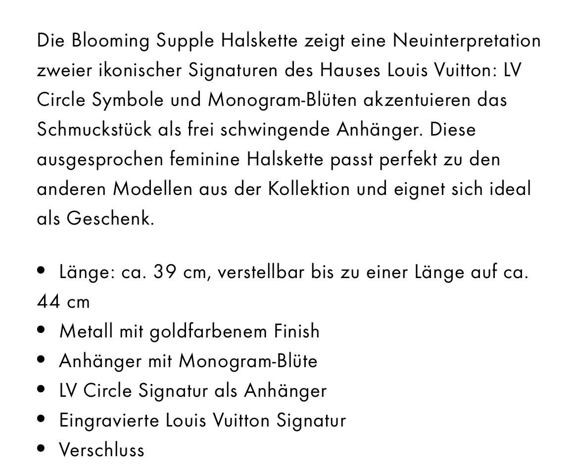 Louis Vuitton Catenine: Halskette – Usato da Zürich venduto da dobrich 1