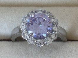 Luxus Elegante Gr.17/7 Ring Farbe: Silber/Lilas Zirkonia
