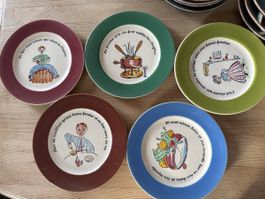 Lot de 5 assiettes à fondue vintage, décor hivernal chic!