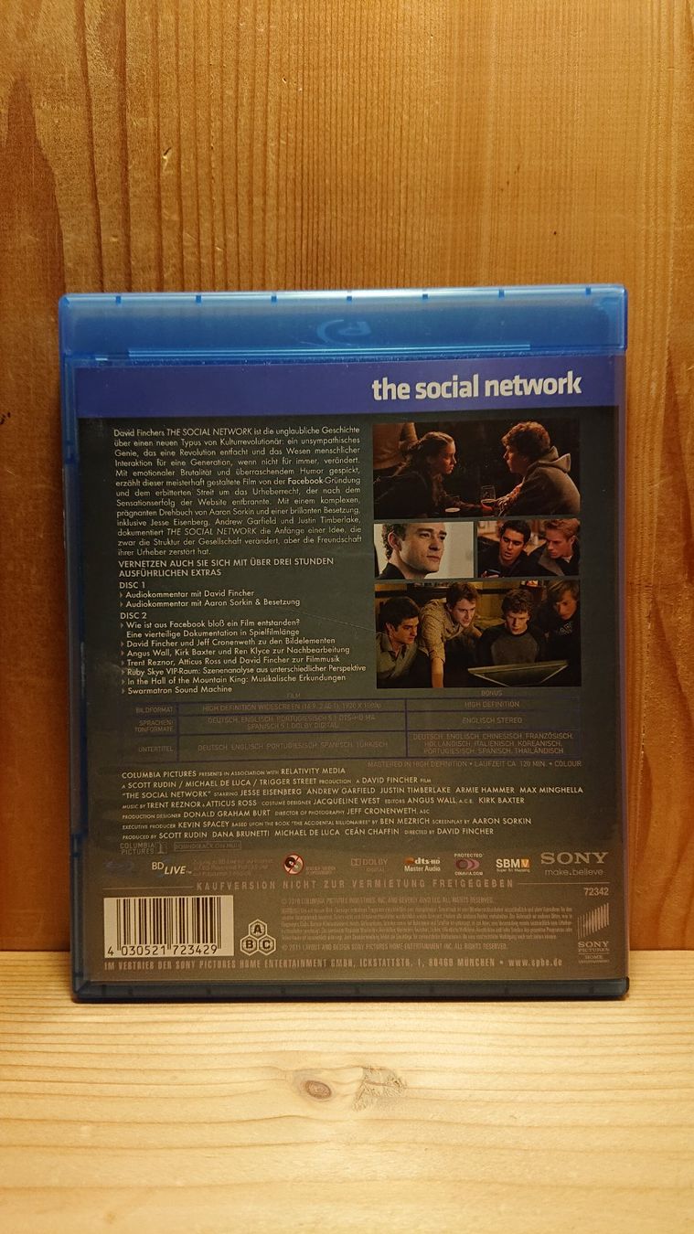 Tutti i DVDs: THE SOCIAL NETWORK Blu-Ray – Usato da Wilderswil venduto da Exebub 1