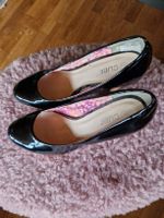 Schicke CUBE Lack Pumps, schwarz, Gr. 37, Absatz Korkoptik