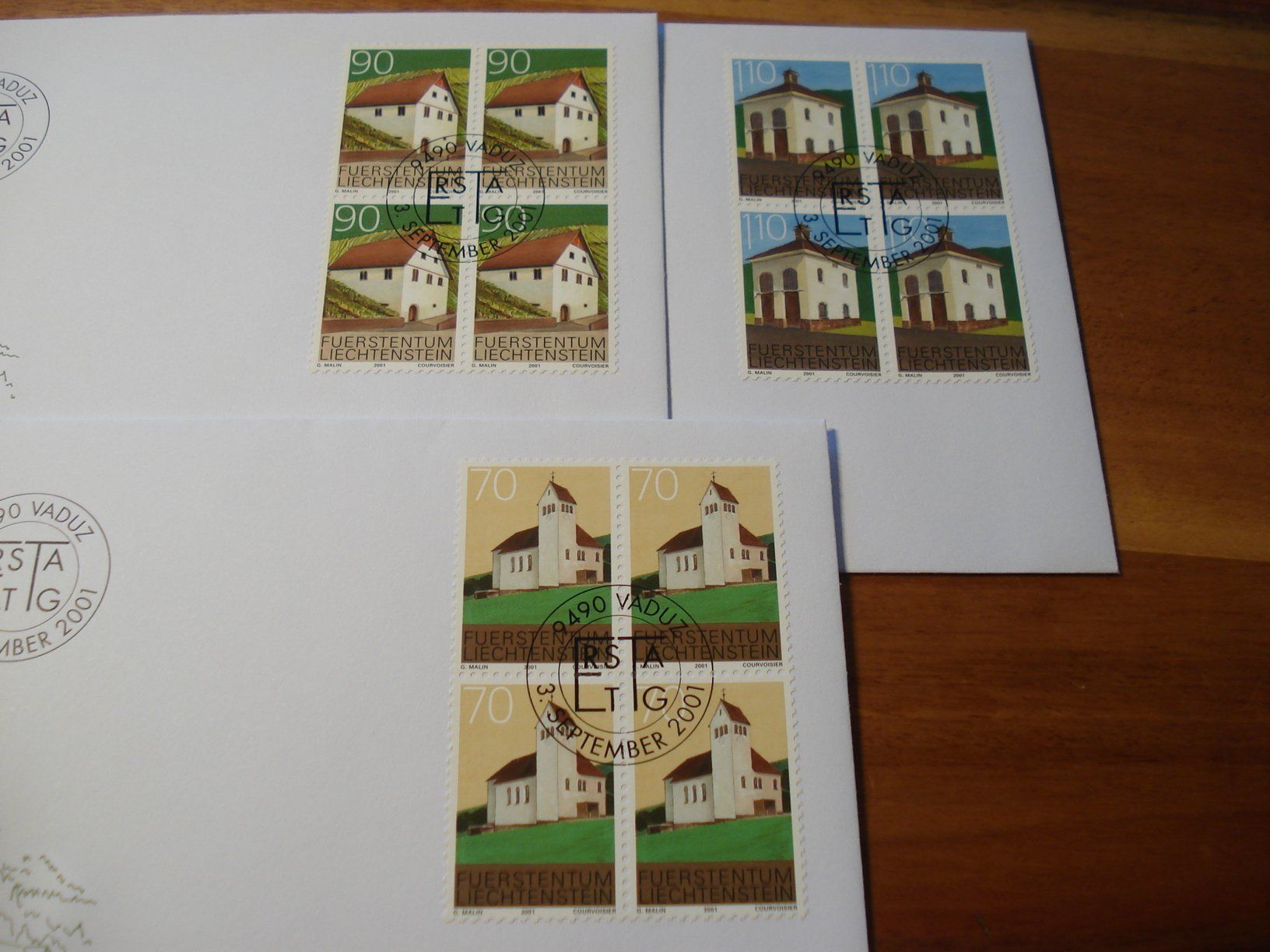Alle Briefmarken: Liechtenstein 2001, Gebäude, Satz, Einzel + 4erbl – Gebraucht aus Niederwil AG von morostahu