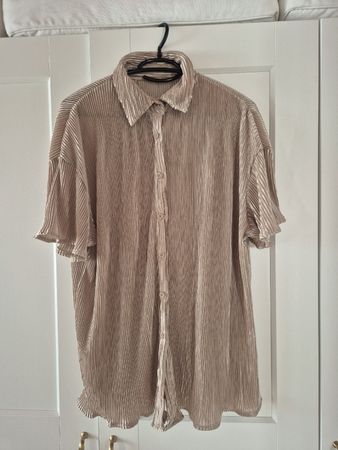 Damen Bluse kurzarm beige/golden Grösse M (Schätzung) 