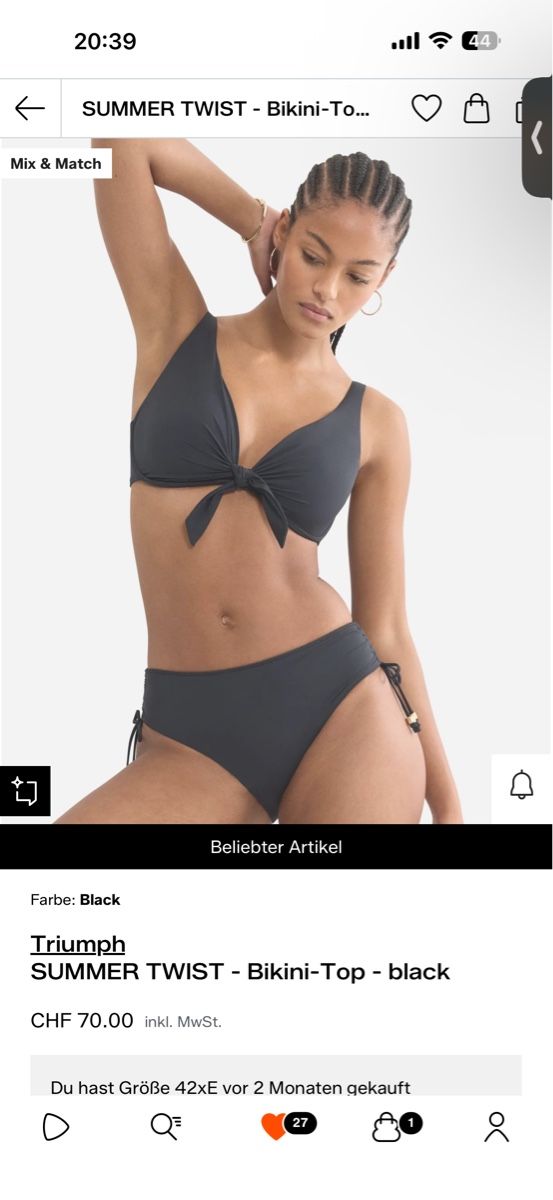Triumph Costumi da bagno & Bikini: Triumph Bikini-Top "Summer Twist" Gr. 42E, black, top Zustan – Nuovo (secondo la descrizione) da Zürich venduto da gryffindor_aurorin