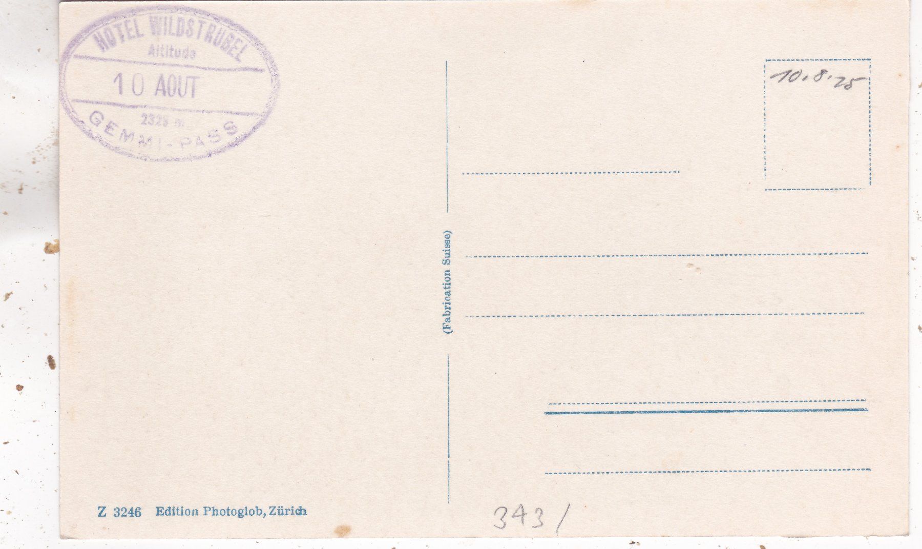 Cartoline postali: Gemmi Hotel Wildstrubel mit Rinderhorn – Usato da Herisau venduto da Lisegrat2008 1