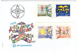 Pro Juventute 2008 Serie a. Trägerpapier auf offiziellem FDC