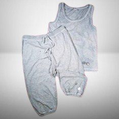 🍒 Süßer Capri-Pyjama "Kirschen" in Grau, Gr. 44/46 🍒💫
