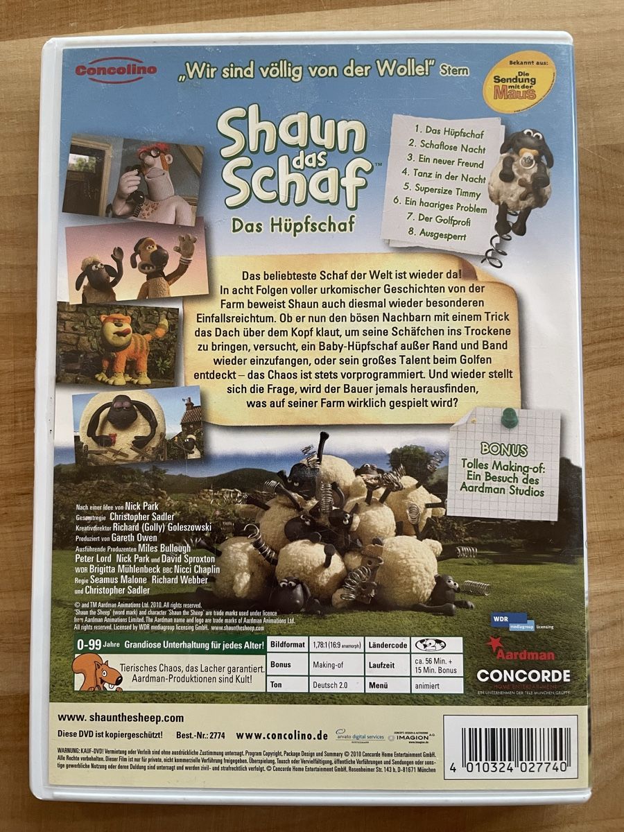 Tutti i DVDs: DVD Shaun das Schaf / Das Hüpfschaf – Usato da Rümlang venduto da euqinom16 1