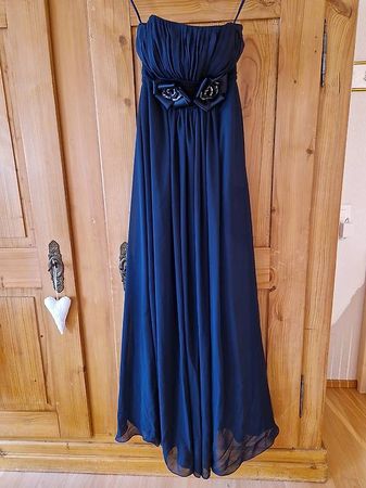 Abendkleid, dunkelblau, mit Applikationen, Gr. 36