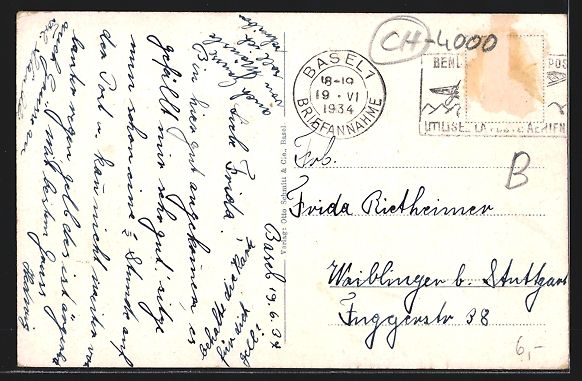 Cartes postales: Basel, Barfüsserplatz mit Leonhardsburg – D'occasion à Berlin par bartko-reher 1