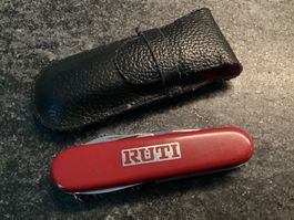 Altes Victorinox Sackmesser "RÜTI MASCHINENFABRIK“schön/Etui
