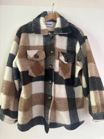 Oversized Karo Jacke Damen braun schwarz Grösse S/M