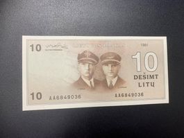 Banknote Litauen 1991, 10 Litu, P 47 a, UNZ, rar!
