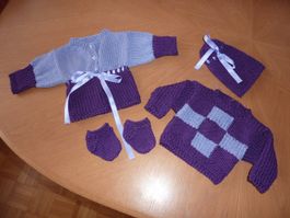 Puppenset 4teilig violett lila ca. 36-45cm