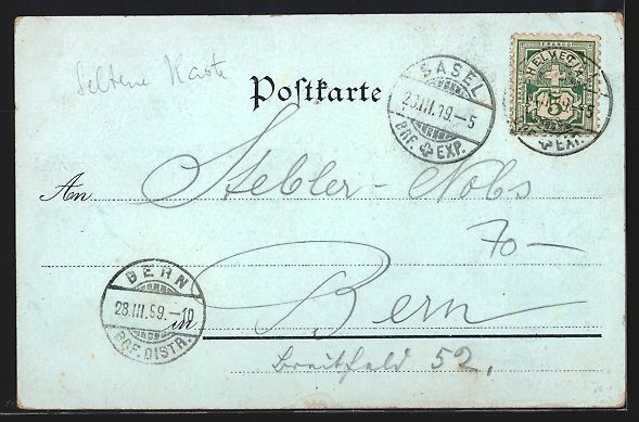 Ansichtskarten: Mondschein-Lithographie Basel, Klein-Bas – Gebraucht aus Berlin von bartko-reher 1