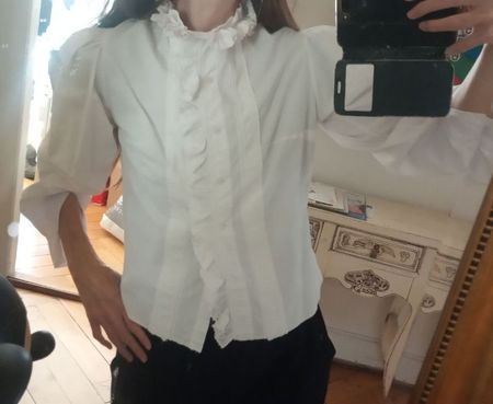 Romantische Vintage Bluse mit Spitzen Tracht antik XS 34