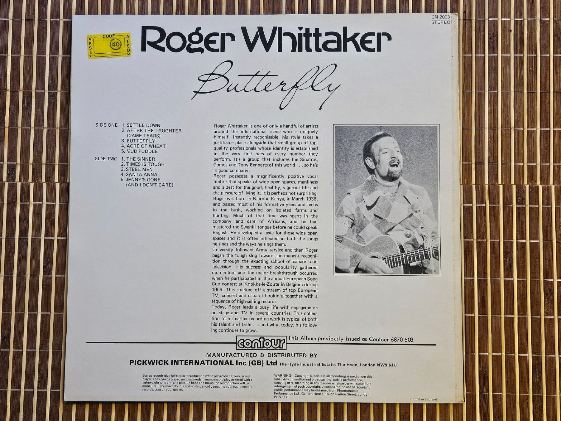 Dischi in vinile: Roger Whittaker - Butterfly T1 – Usato da Sessa venduto da discoverymedia 1