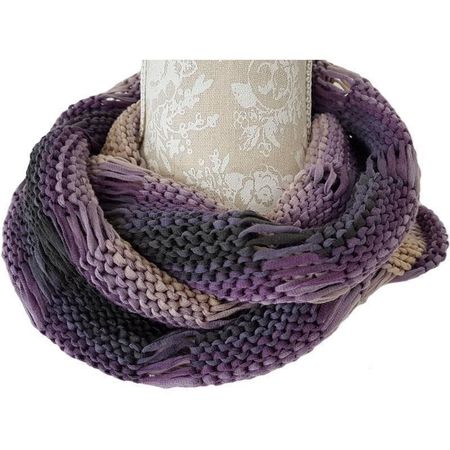 Loopschal Handgestrickt lila/altrosa