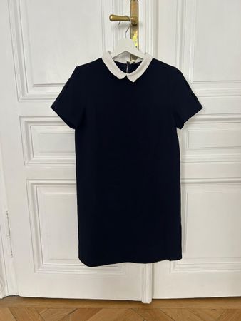 Zara Basic Kleid dunkelblau Kragen weiss Gr. XS neuwertig