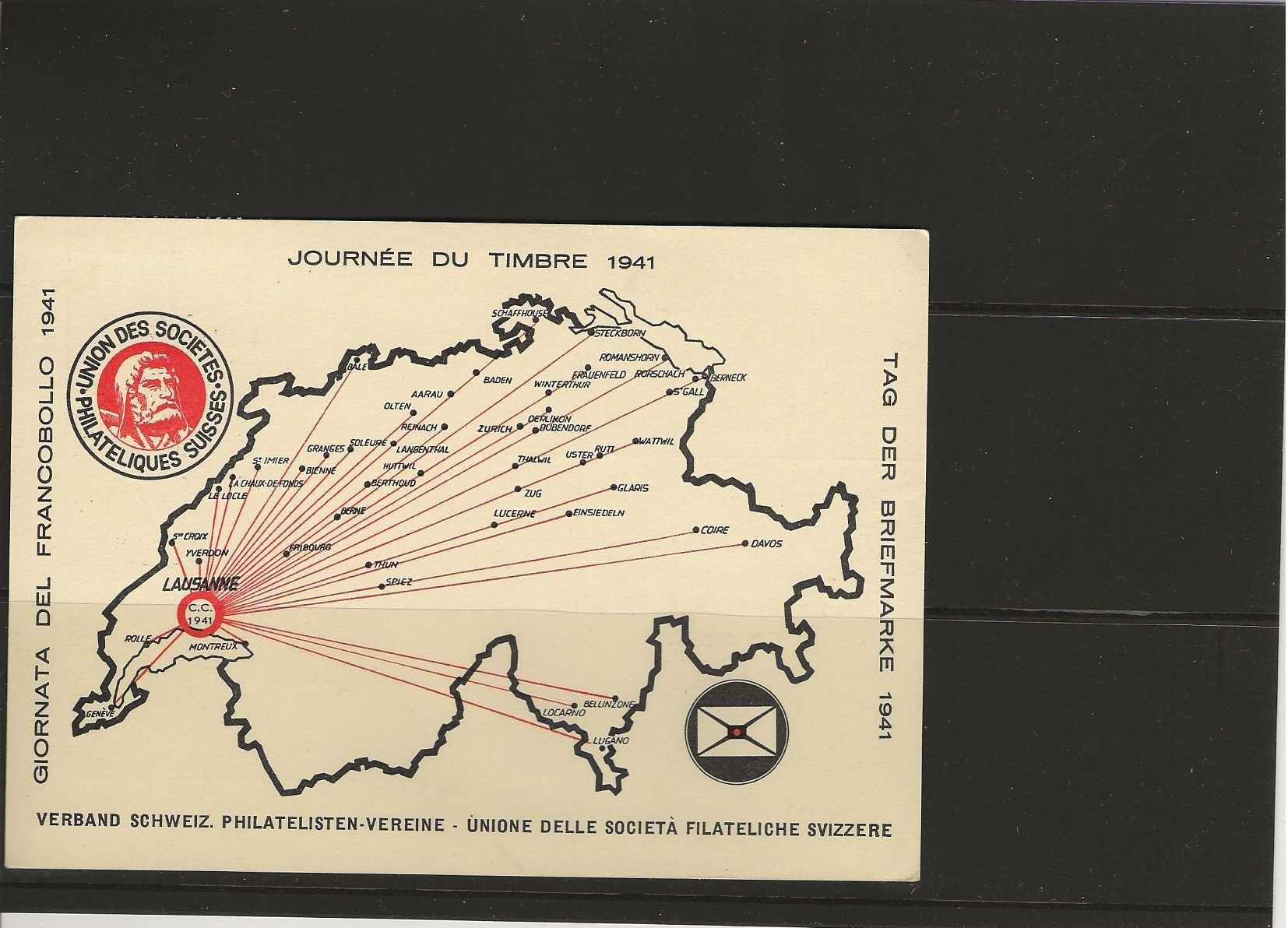 Cartoline postali: Carte journée du timbre 1941 – Usato da Sorvilier venduto da carose01