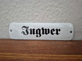 Emailschild Ingwer Küche Gewürze Kräuter Deko Emaille Schild