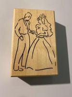 Stempel Hochzeitspaar 9x6x2cm NEU Platte Holz  / Gummi