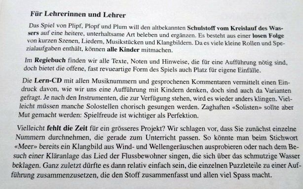 Libri: Kinder-Musical Plipe Plop & Plum Noten mit CD – Usato da Wetzikon ZH venduto da strubeli024 2