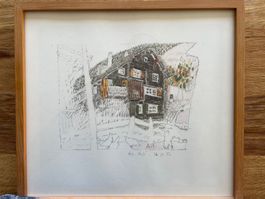 Alois Carigiet - Druckgrafik in Holzrahmen!