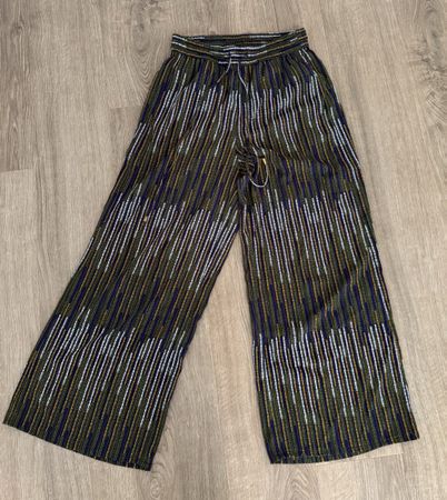 H&M Stoffhose luftige Sommer Hose grün violett Gr. M / 40
