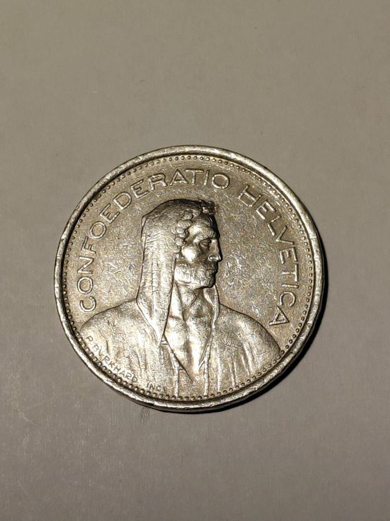 Suisse 5 Francs 1968 B Tete de Berge Pièce Fautée UNIQUE (Défectueux) à