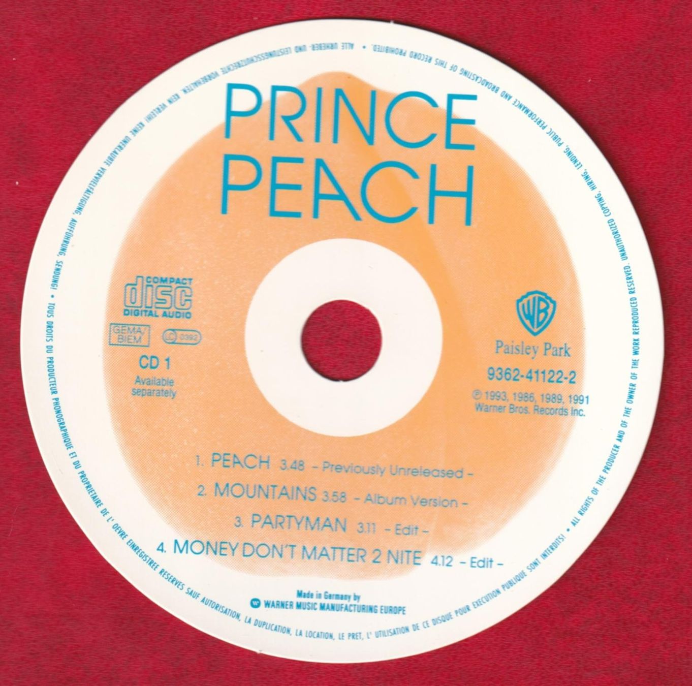 CD: Prince - Peach (CD) – Usato da Zürich venduto da Pfluftl2000 3