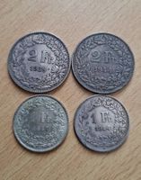 2 X 2 FRANKEN UND 2 X 1 FRANKEN SILBERMÜNZEN