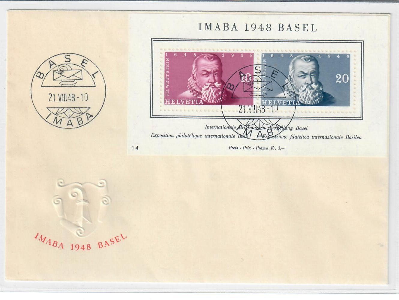 Tutti i francobolli: IMABA BASEL 1948 FDC – Usato da Utzigen venduto da a8b9c0