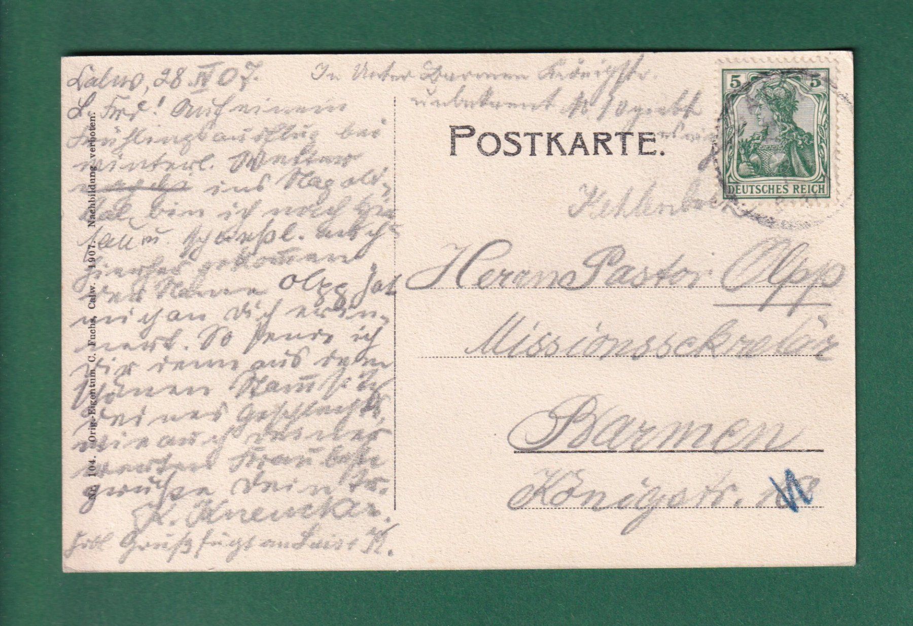 Ansichtskarten: CALW - 1907 – Gebraucht aus Pully von nicecards-shop 1