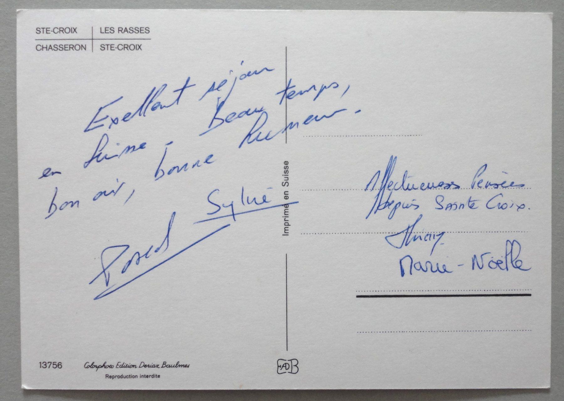 Cartoline postali: Ste-Croix - Les Rasses - Chasseron – Usato da Fétigny venduto da Billy2miny 1