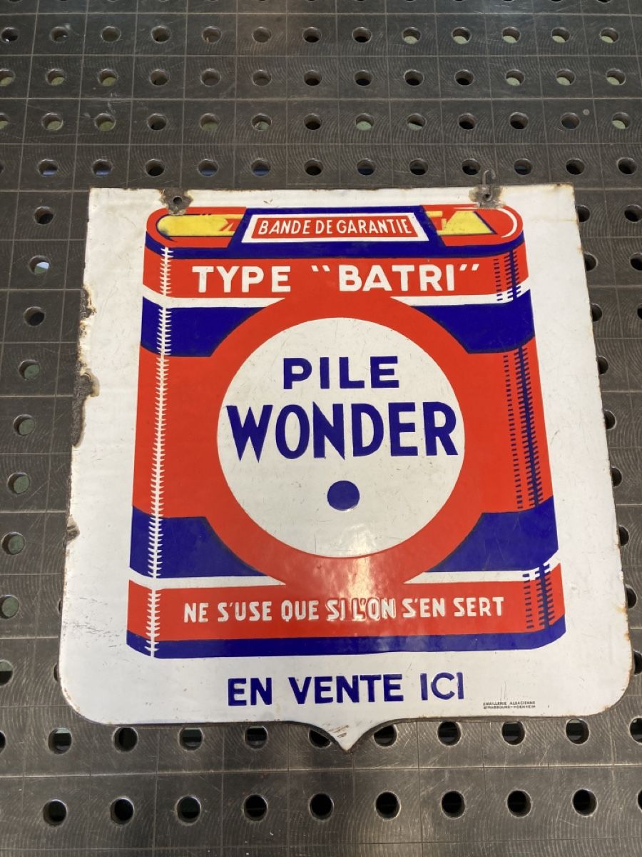 Schilder: Emaille Schild "Pile Wonder" Doppelseitg  Emailschild – Gebraucht aus Bösingen von tczb 1