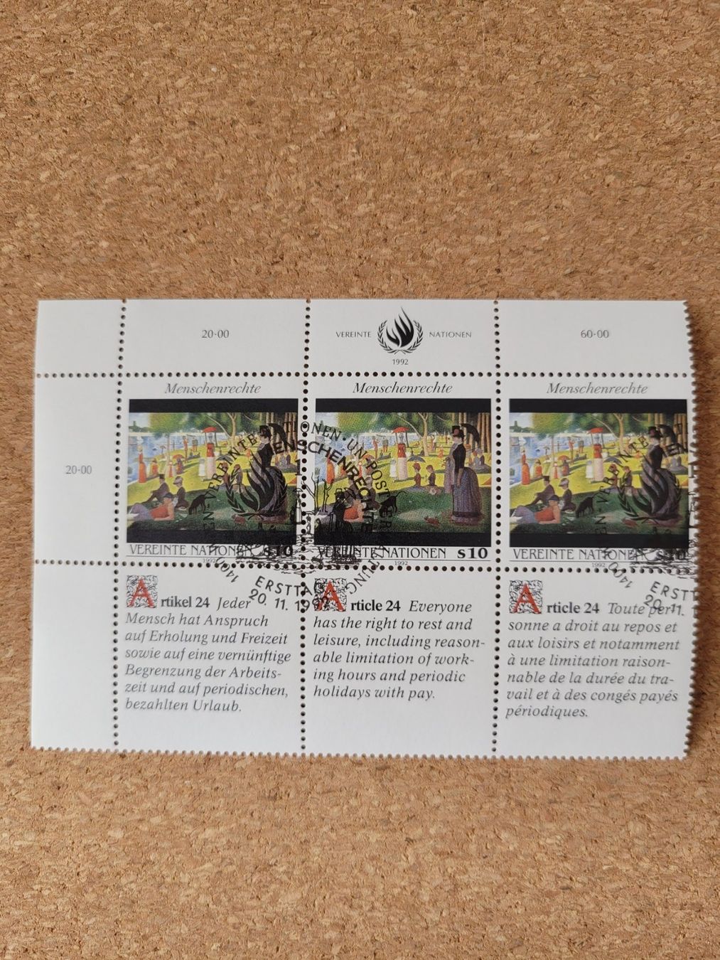 Tutti i francobolli: Menschenrechte 1992 – Usato da Inwil venduto da Flower2325