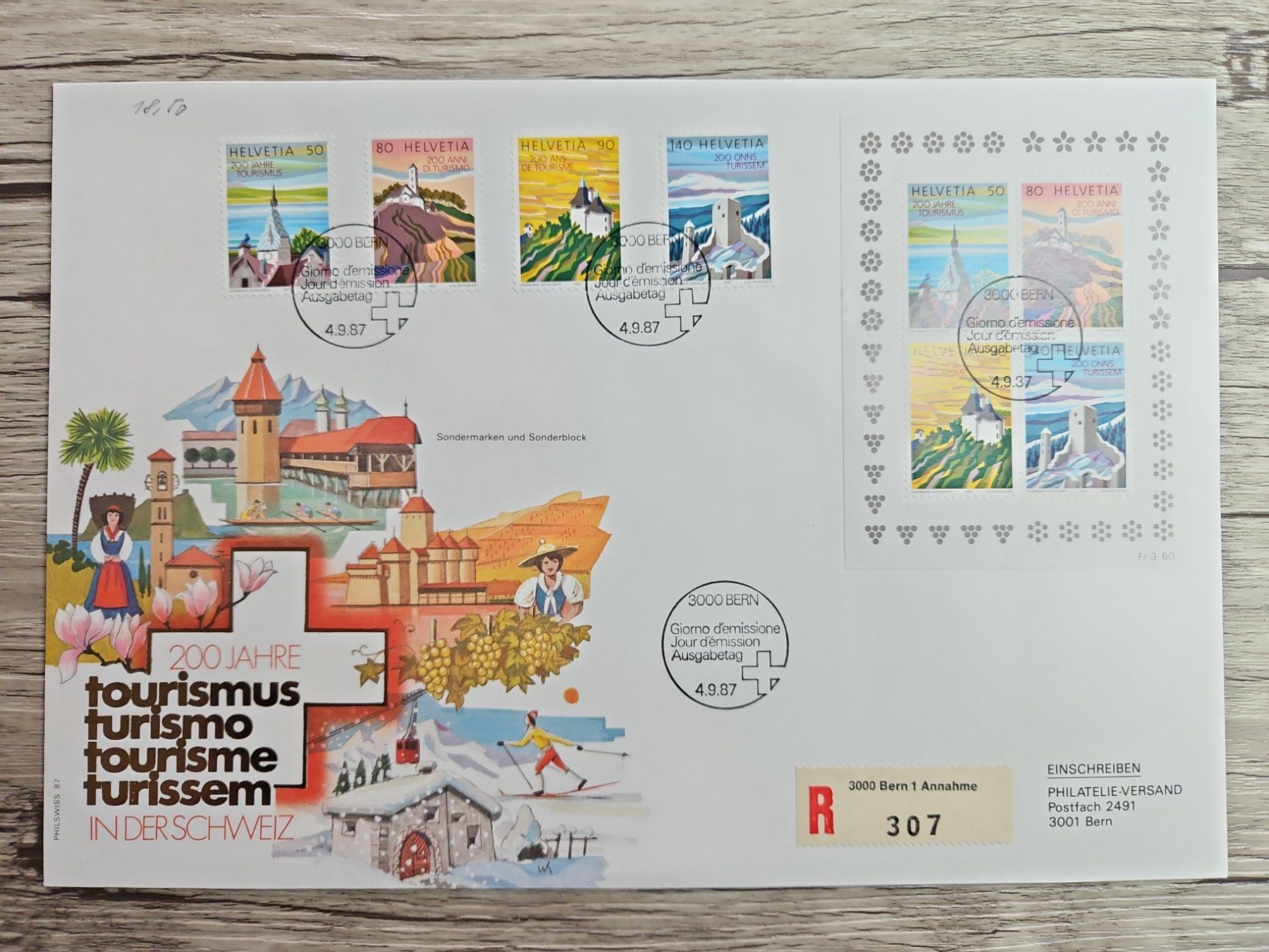 Tutti i francobolli: CL07 Enveloppe + Timbre Suisse 1987 / Grand Format – Usato da Cousset venduto da Patrick_Collections
