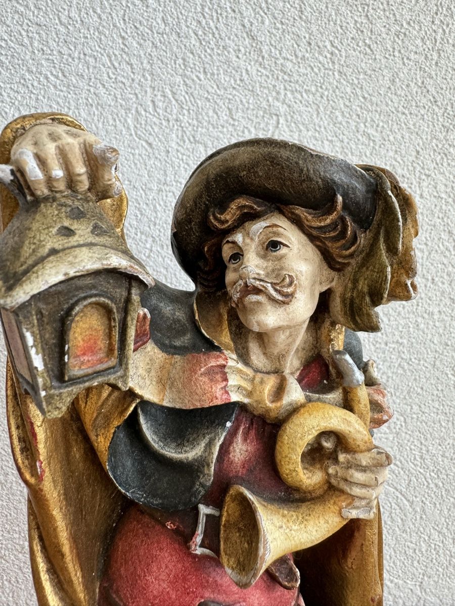 Sculture & Statue: Nachtwächter Holzfigur geschnitzt Handbemalt handgeschnitzt – Usato da Morges venduto da SevArt 4