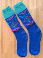 Socken - Skisocken retro blau türkis pink