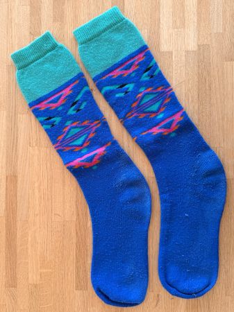 Socken - Skisocken retro blau türkis pink