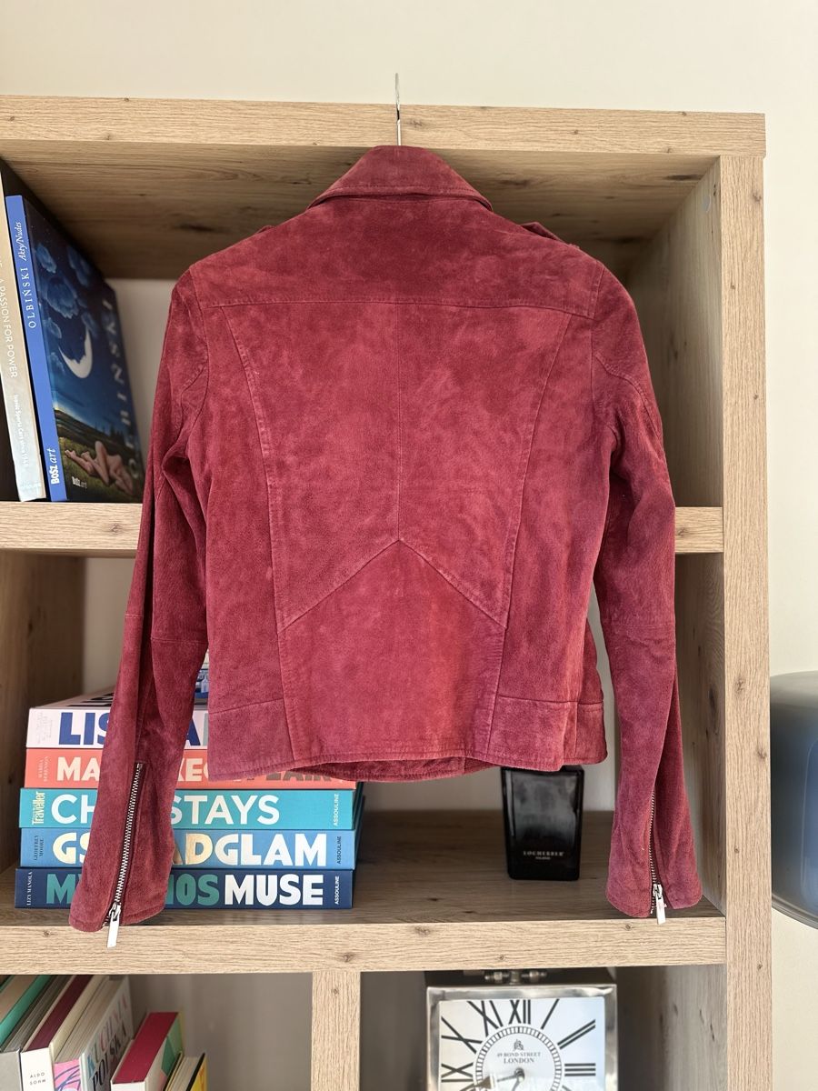 Mango Jacken: Mango Suede Biker Jacket, Size S, Bordeaux Red, Autumn! – Gebraucht aus La Croix (Lutry) von secondhandZara 6