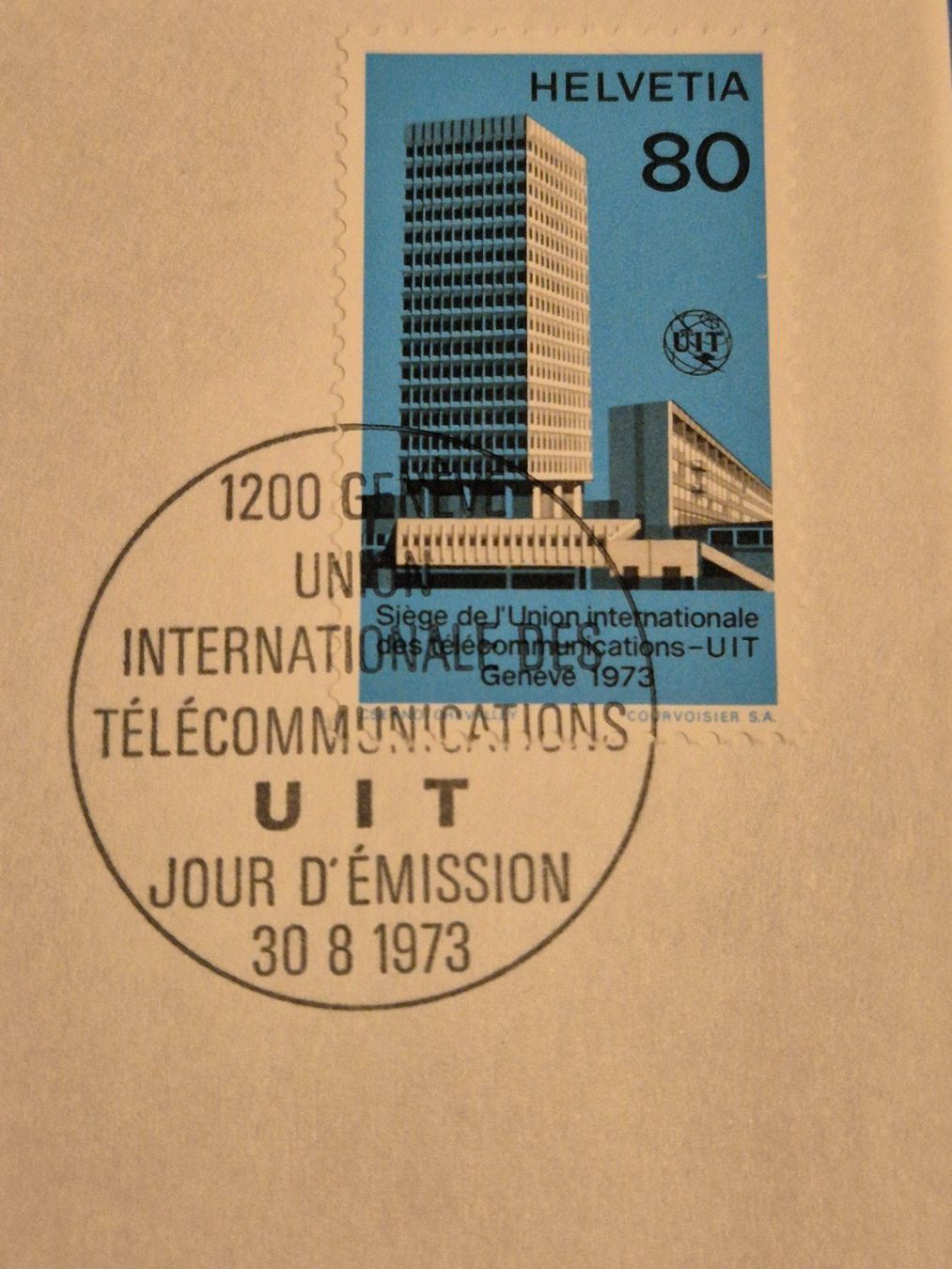 Alle Briefmarken: ErsttagsbriefUnion Internationale Télécommunications 30.8.73 – Gebraucht aus Seewen SZ von SuperpumaDisplayTeam 3