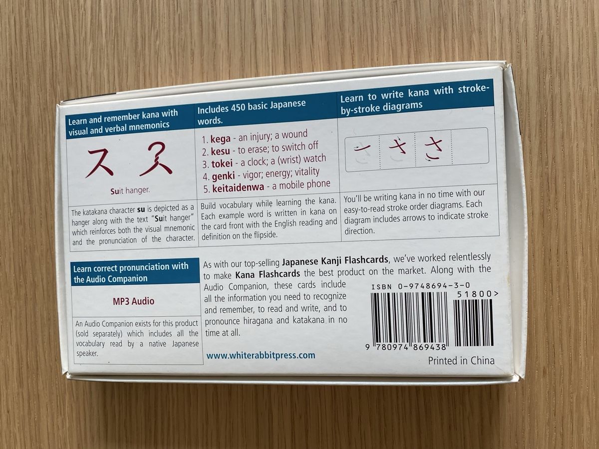 Bücher: Japanese Kana Flashcards by White Rabbit Press – Gebraucht aus Zürich von cobuergi 1