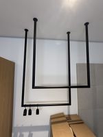 Handtuchhalter Deckenmontage Stahlrohr schwarz H 60-80cm