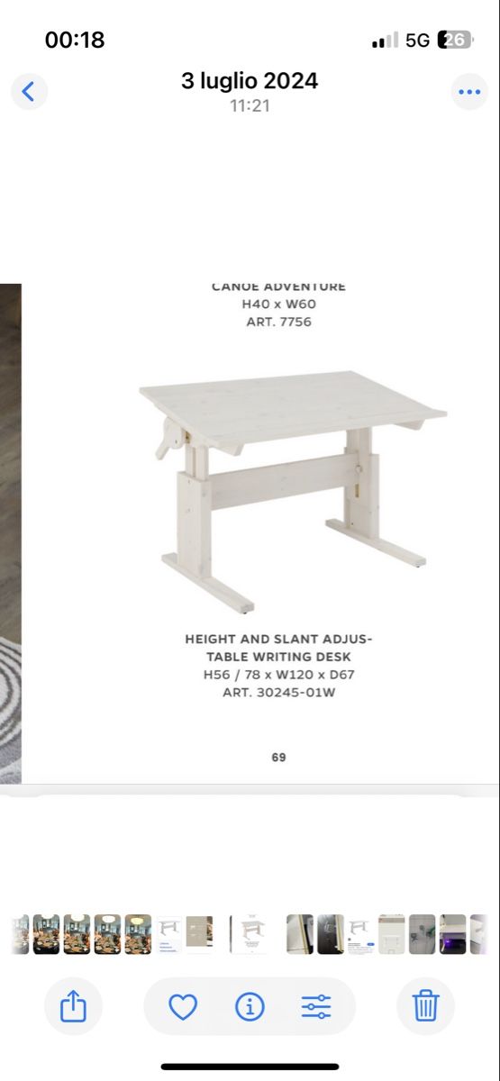 Bureaux: Lifetime white adjustable writing desk – D'occasion à Rüschlikon par ant_5v7g 7
