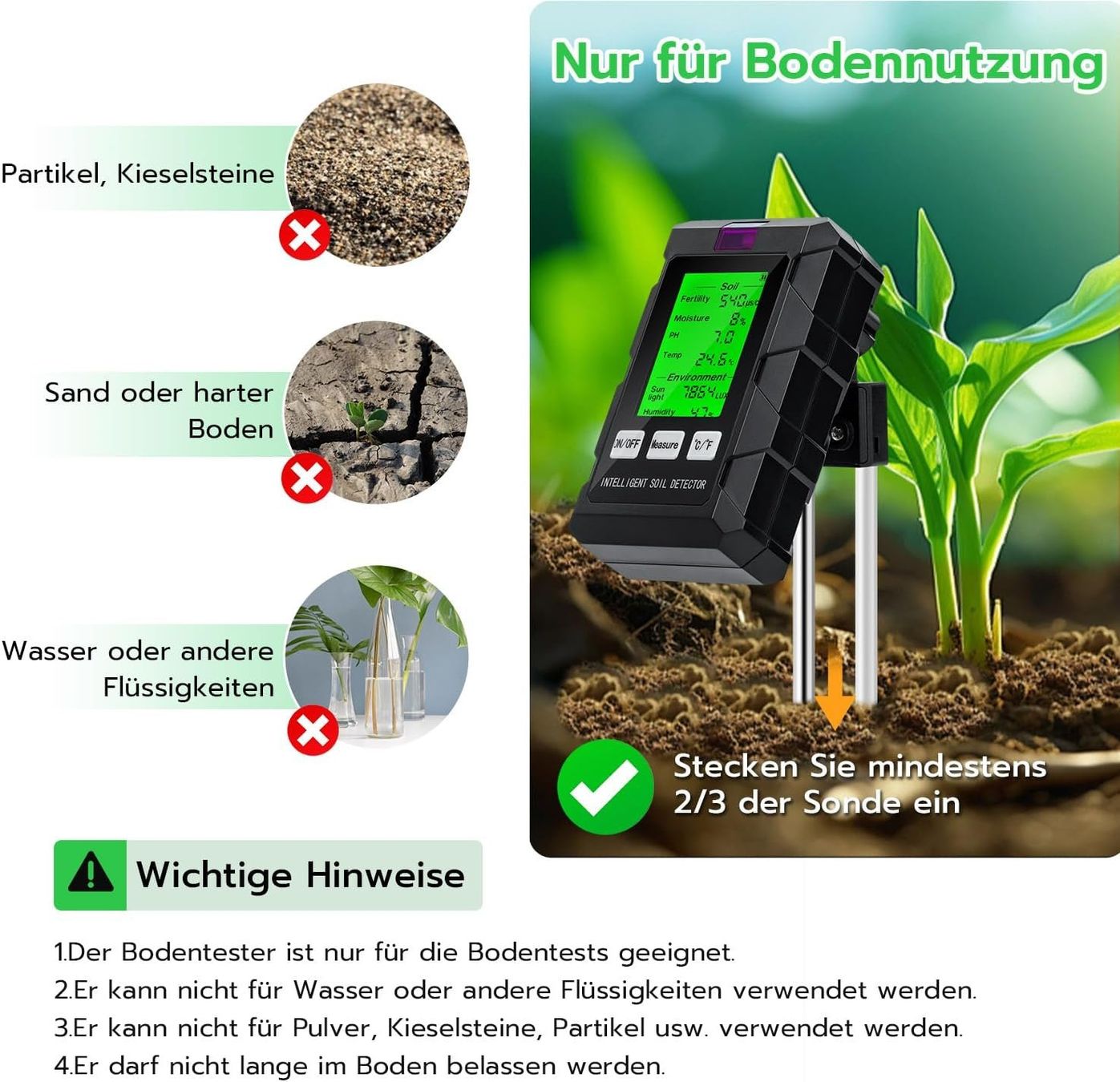 Misurare: 6 in 1 Digitales Boden-pH-Tester – Nuovo e nell'imballaggio originale da Châtelaine venduto da topshop.switzerland 7